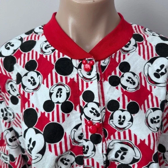 Mickey & Co Disney Pajama Sleep Shirt Top XL Cotton Red White Black Vintage - Picture 2 of 6